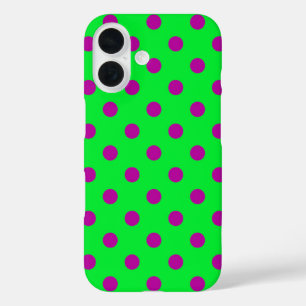 Coque Pour iPhone 16 Motif de pois violet sur fond vert 