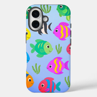 Coque Pour iPhone 16 Motif de poisson caricaturé coloré mignon | Enfant