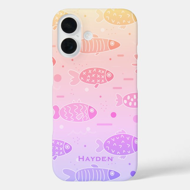 Coques Case-Mate iPhone Motif de poisson couché de soleil rayonnant modern (Verso)