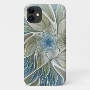 Case-Mate iPhone Case Motif de rêve floral Abstrait Bleu Kaki Fractal