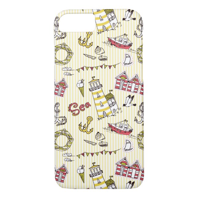 Coques Case-Mate iPhone Motif de scène de la plage de Cute (Dos)