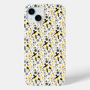 Coque iPhone 15 Mini Motif de silhouette de football jaune noir mignon