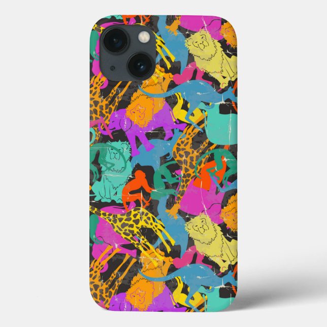 Coques Case-Mate iPhone Motif de silhouettes animales rétro (Verso)