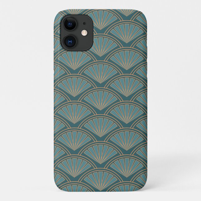 Coques Case-Mate iPhone Motif de style Art déco en bleu turquoise (Dos)