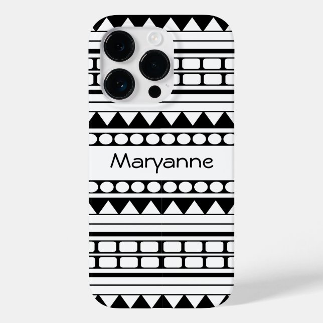 Coques Case-Mate iPhone Motif de style tribal noir et blanc personnalisé (Verso)