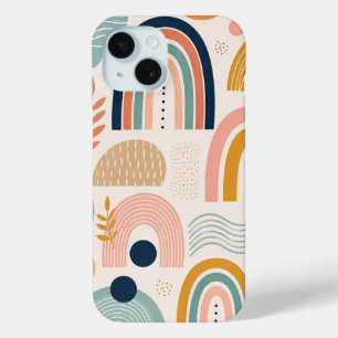 Coque Pour iPhone 15 Motif de surface abstrait en arc de prisme pastel