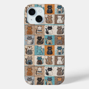 Coque Pour iPhone 15 Motif de surface composée de collection de chats