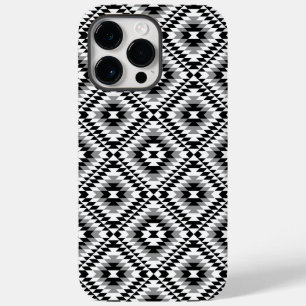 Coque Pour Pour iPhone 14 Pro Max Motif de symboles BW+gris Aztec stylisé