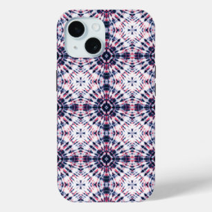 Coque Pour iPhone 15 Motif de teinture bleu et rouge