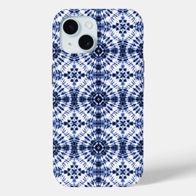 Coques Case-Mate iPhone Motif de teinture bleu foncé (Verso)