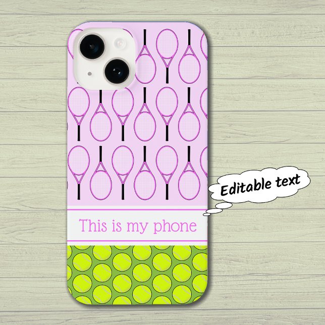 Coques Case-Mate iPhone Motif de tennis nom personnalisé rose vert (Créateur téléchargé)