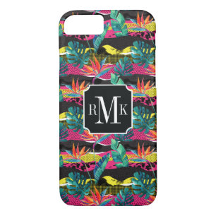 Coque iPhone 8/7 Motif de texture tropicale Abstraite de Neon