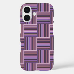 Coque Pour iPhone 16 Motif de tissage à bandes mauve