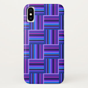 Coques Pour iPhone Motif de tissage à rayures bleues et violettes
