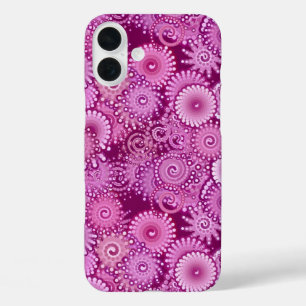 iPhone 16 Plus Case Motif de tourbillon abstrait, violet, rose, prune,