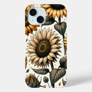 Coque Pour iPhone 15 Motif de tournesol vibrant