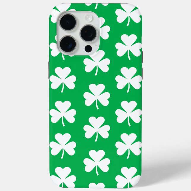 Coques Case-Mate iPhone Motif de trèfle vert et blanc (Verso)