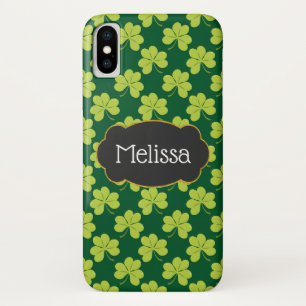 Case-Mate iPhone Case Motif de trèfle vert mignon avec cadre fantaisie