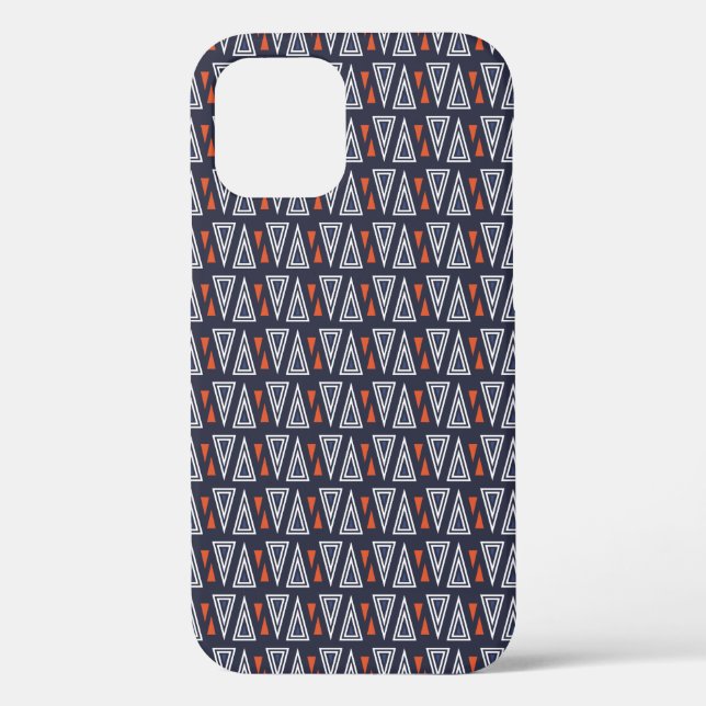 Coques Case-Mate iPhone Motif de triangles géométriques bleu foncé et roug (Verso)