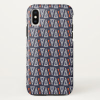 Motif de triangles géométriques bleu foncé et roug