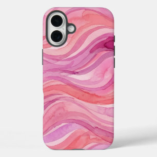 Coques iPhone 16 Plus Motif de vagues à l'aquarelle rose