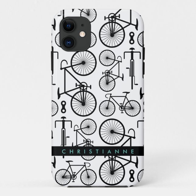 Coques Case-Mate iPhone Motif de vélo noir et blanc moderne (Dos)
