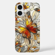 Motif de verre teinté papillon ambre 