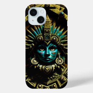 Coque Pour iPhone 15 Motif de visage aztèque deux