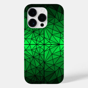 Coque Pour iPhone 14 Pro Motif de vitrail 01.Fond de ligne noire verte