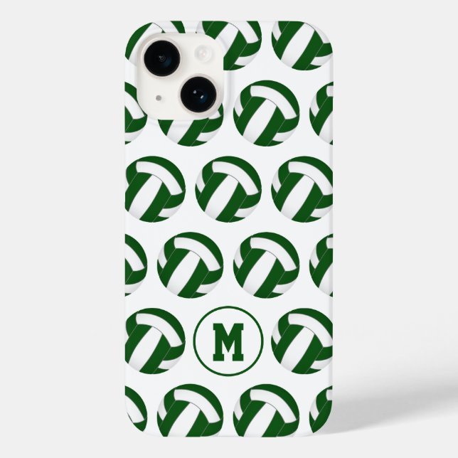 Coques Case-Mate iPhone motif de volleyballs vert blanc avec son monogramm (Verso)