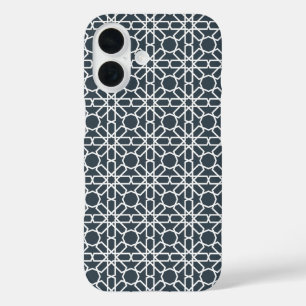 Coque Pour iPhone 16 Motif de zellige du Maroc blanc et gris charbon de