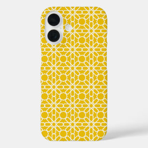 Coque Pour iPhone 16 Motif de zellige marocain or et blanc