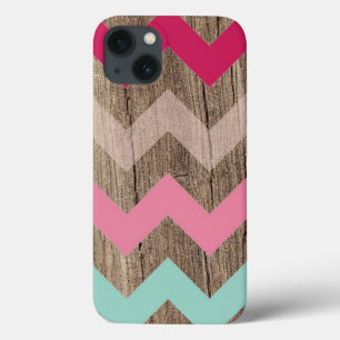 Coques Pour iPhone Motif de zigzag en pastel en bois de zigzag de