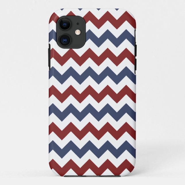 Coques Case-Mate iPhone Motif de zigzag rouge et bleu (Dos)