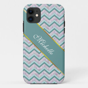 Coque Case-Mate Pour iPhone Motif de zigzag turquoise floral de perle