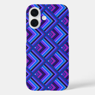 Coque Pour iPhone 16 Motif d'écailles à rayures bleues et violettes