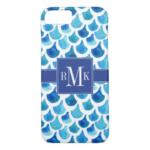 Coques Pour iPhone Motif d'échelle d'aquarelle bleue