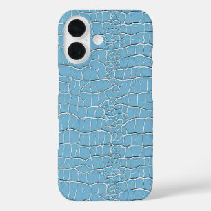 Coque Pour iPhone 16 Motif d'effet cuir bleu
