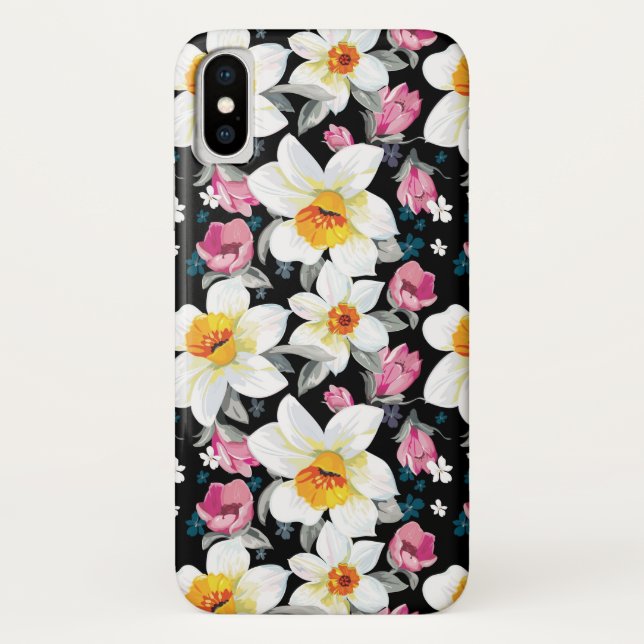 Coques Case-Mate iPhone Motif d'élégance avec des fleurs de narcisse (Dos)
