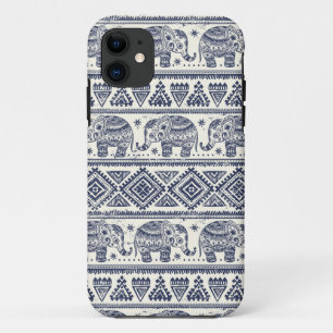 Coques Pour iPhone Motif d'éléphant ethnique bleu