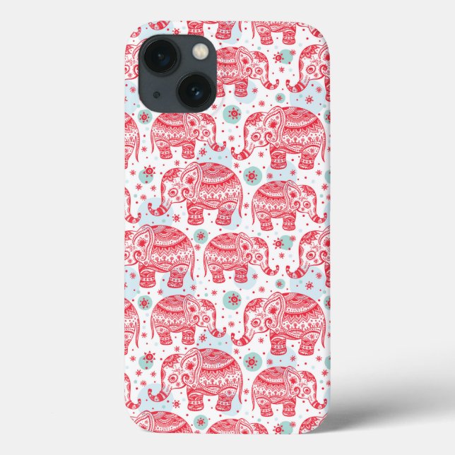 Coques Case-Mate iPhone Motif d'éléphant ethnique rouge (Verso)