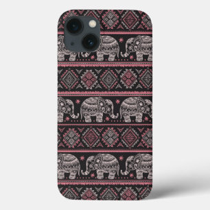 Etui iPhone 13 Motif d'éléphant noir