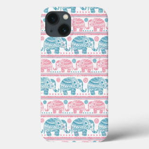 Case-Mate iPhone Case Motif d'éléphants ethniques rose et Turquoise