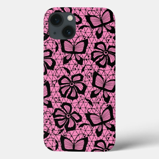 Coques Case-Mate iPhone motif dentelle avec papillons (Verso)