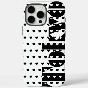 Coques iPhone 16 Pro Max Motif des Coeurs Noir et Blanc de New York