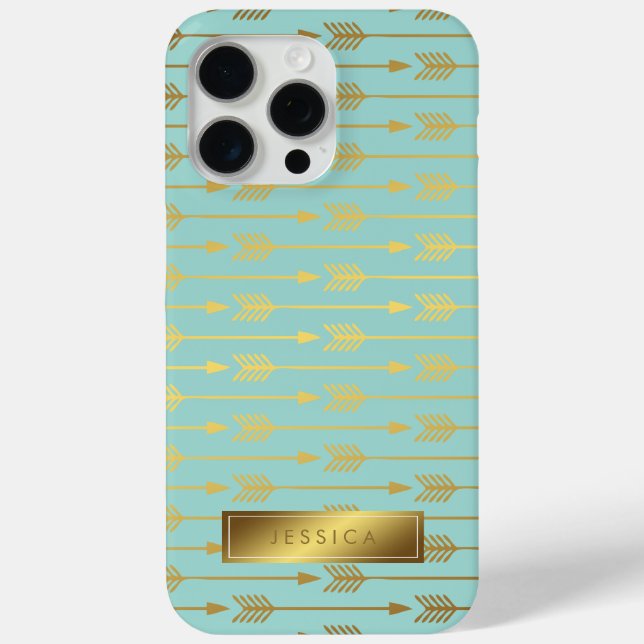 Coques Case-Mate iPhone Motif des flèches d'huile d'or Mint Faux (Verso)