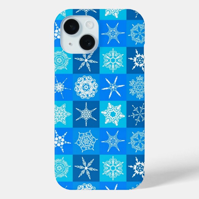 Coques Case-Mate iPhone Motif des flocons bleus (Verso)
