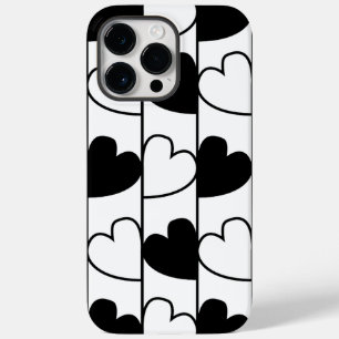 Coque Pour Pour iPhone 14 Pro Max Motif des rayures de coeur noir et blanc