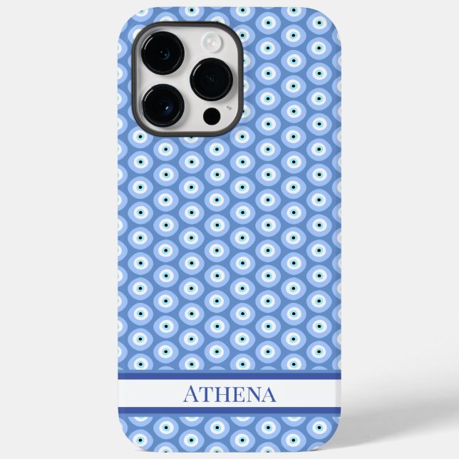 Coques Case-Mate iPhone Motif des yeux mal doux Nom bleu grec Amulet (Verso)