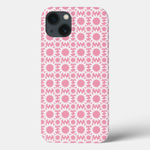 iPhone 13 Coque Motif d'étoile fleurie rose et blanc mignon
